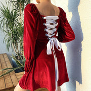 Red velvet dress with back straps - MRSLM