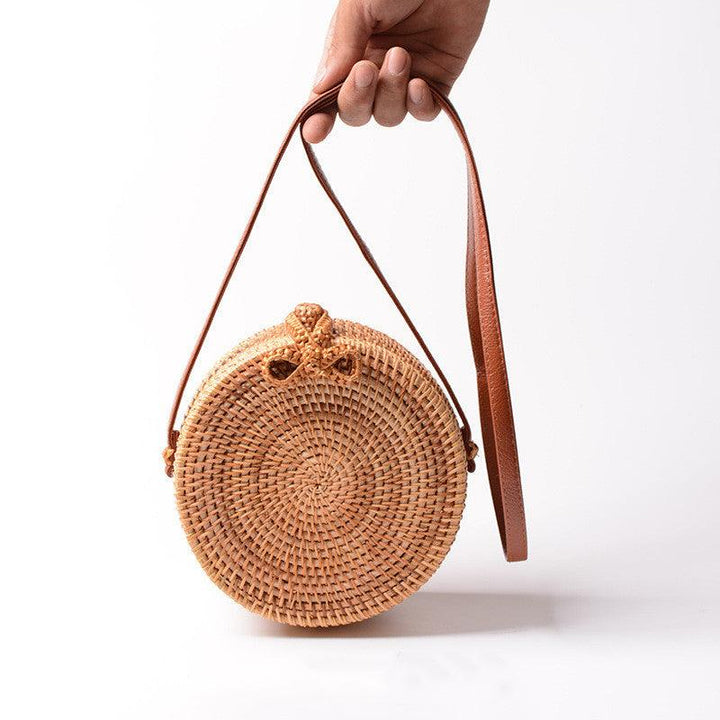 Natural PU small round straw bag - MRSLM