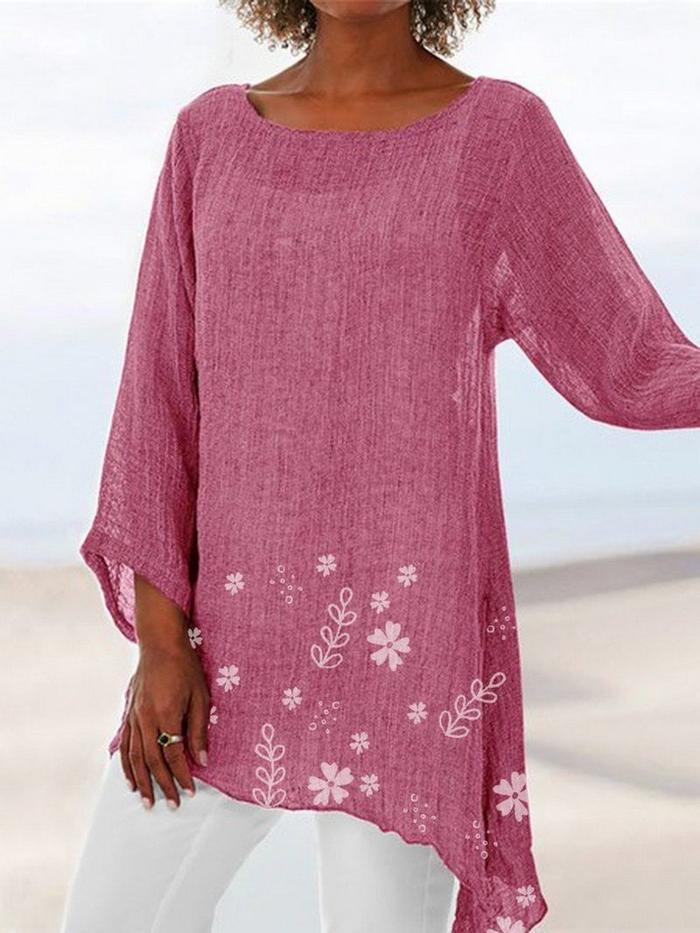 Women's small floral print long sleeve top, view 3 - MRSLM