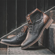 Men's vintage PU leather combat boots, view 2 - MRSLM