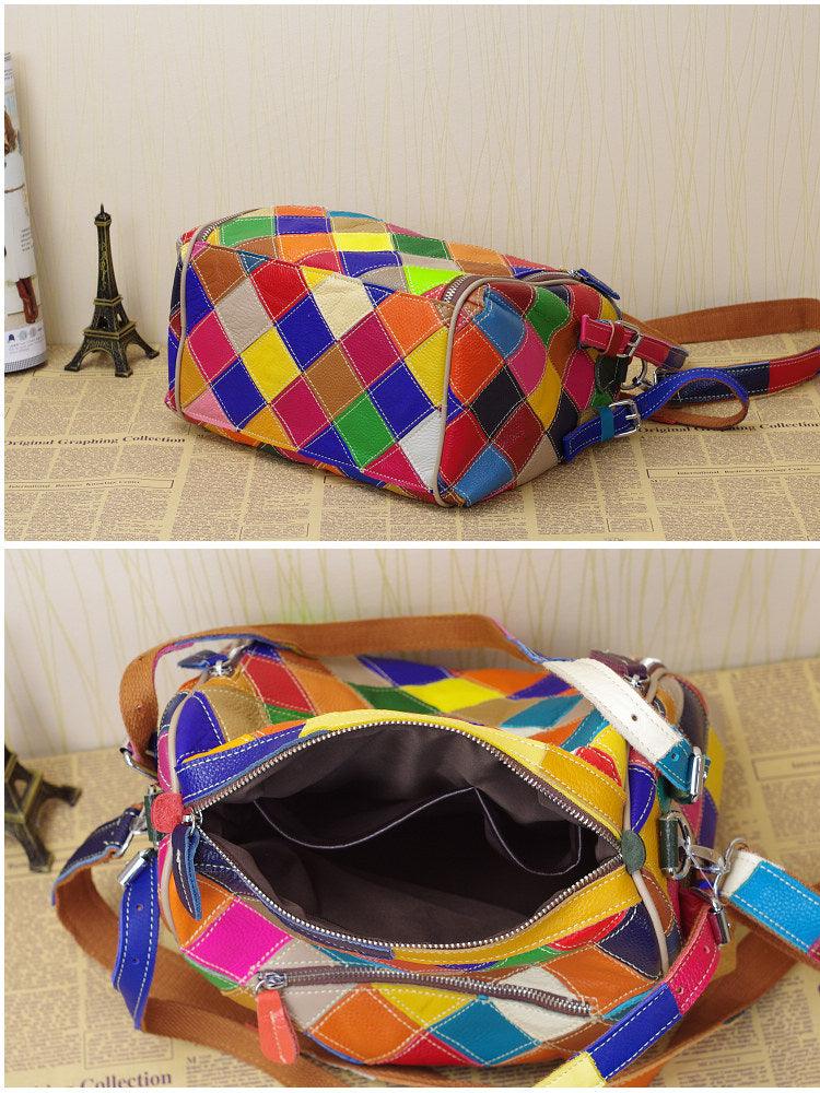 patchwork leather shoulder bag, view 4 - MRSLM