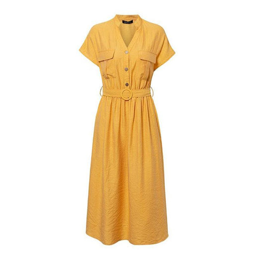 casual short sleeve slim dress, view 3 - MRSLM