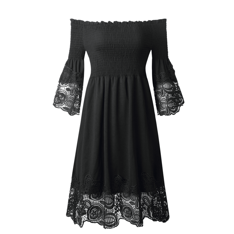 one-shoulder backless lace dress, view 2 - MRSLM