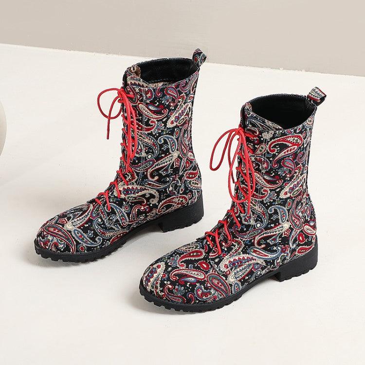 women's plus size floral short boots, view 2 - MRSLM