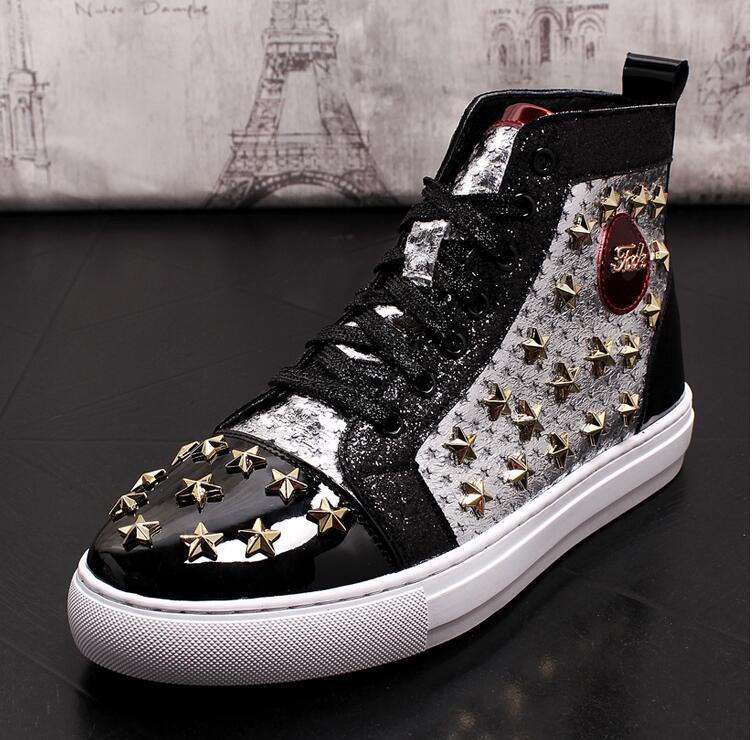 High-top punk studded casual shoes - MRSLM