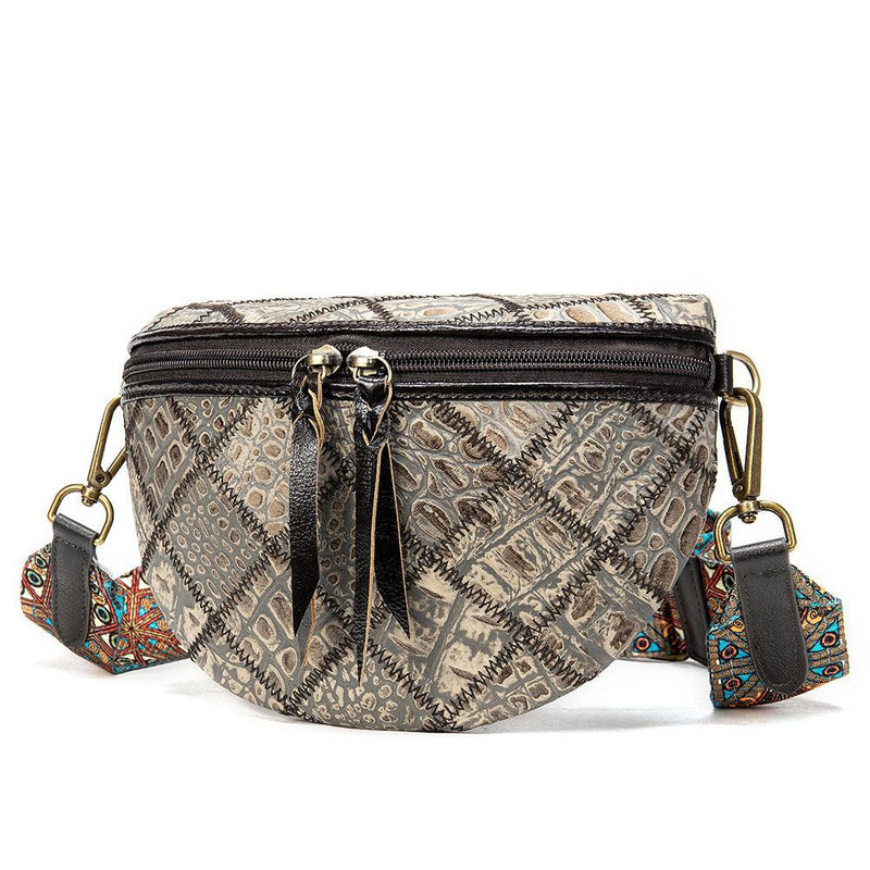 leather ethnic stitching crossbody bag, view 14 - MRSLM