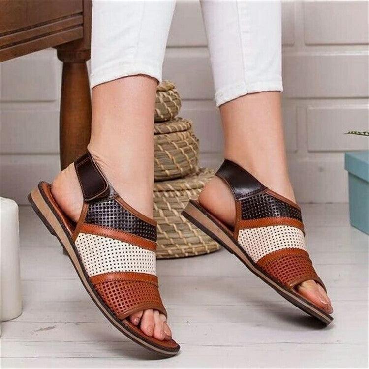 women's mesh peep toe flat sandals - MRSLM