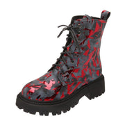 Women's printed lace-up combat boots - MRSLM