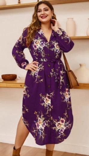 Women's autumn flower cotton dress, view 3 - MRSLM