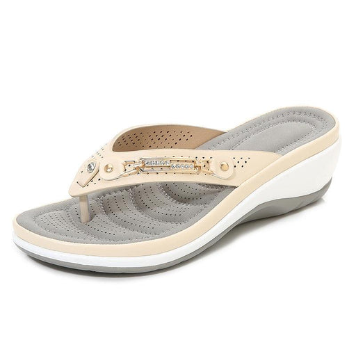 Women's metal buckle wedge sandals, view 2 - MRSLM