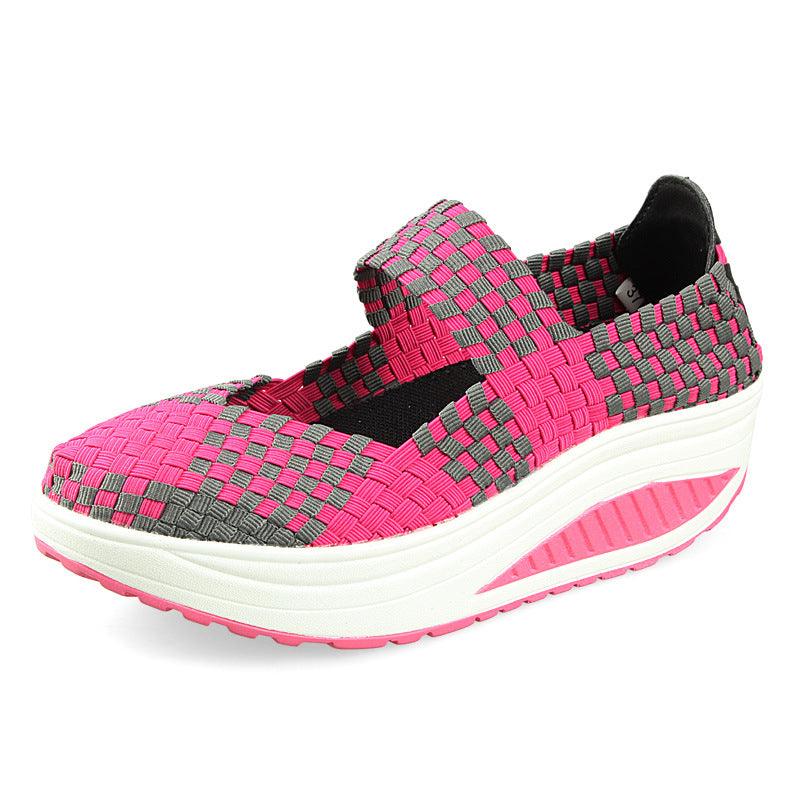 women's casual mid heel stretch weave shoes - MRSLM