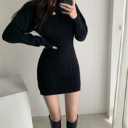 twist pattern knit dress, view 3 - MRSLM