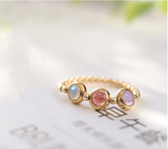 crystal strawberry transfer bead ring, view 5 - MRSLM
