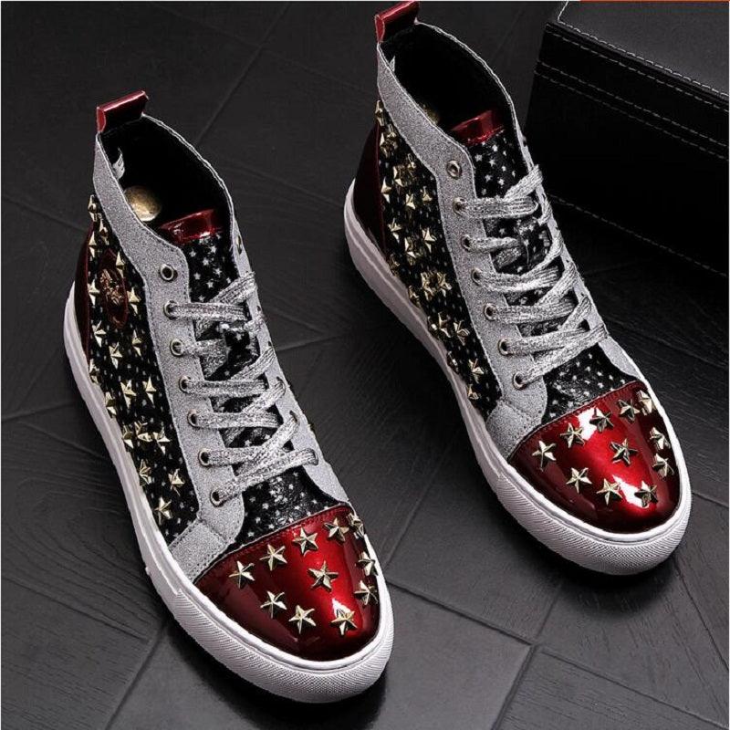 High-top punk studded casual shoes - MRSLM