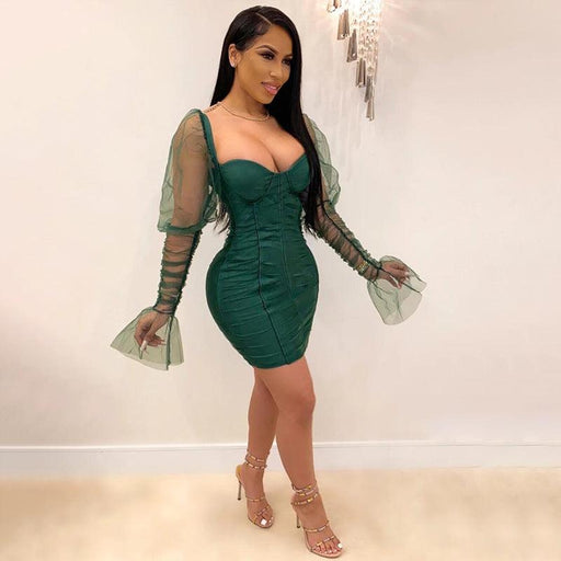 Mesh long sleeve dress - MRSLM