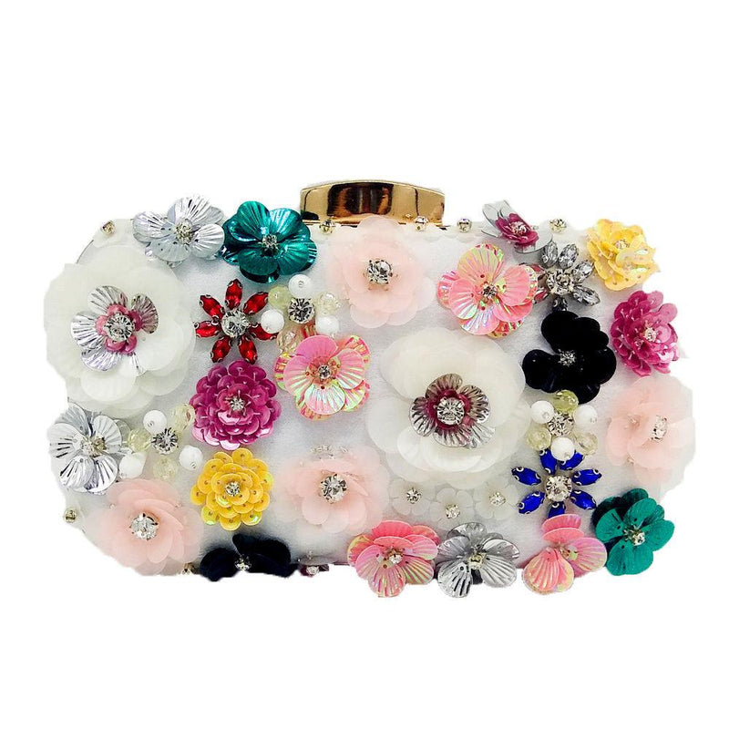 flower beaded banquet clutch, view 7 - MRSLM