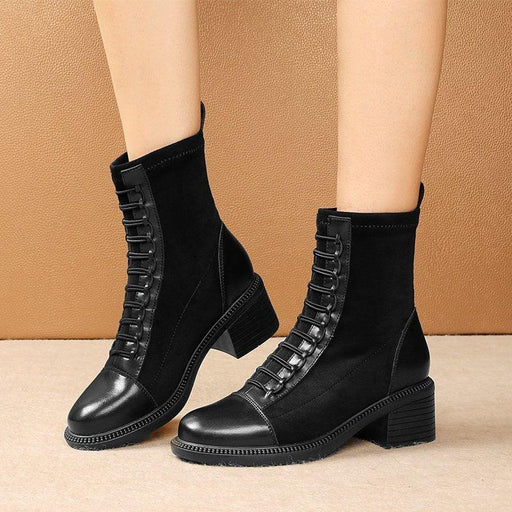 women's thick low heel ankle boots, view 2 - MRSLM