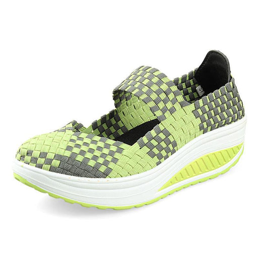 women's casual mid heel stretch weave shoes, view 4 - MRSLM