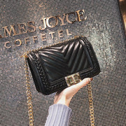 Ladies chain lock small square bag, view 6 - MRSLM