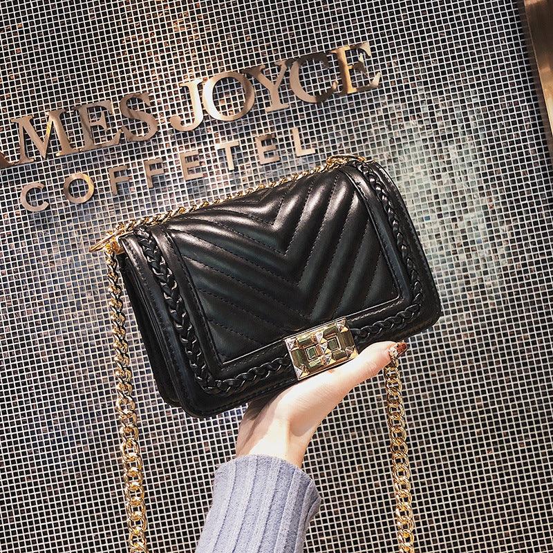 Ladies chain lock small square bag, view 6 - MRSLM