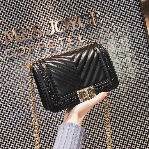 Ladies chain lock small square bag, view 6 - MRSLM