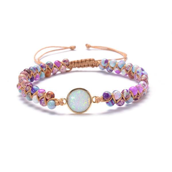 Stone Wrap Bracelets Femme Amethysts Opal String Braided Yoga Friendship Bracelet Bangle Bohemian Jewellery - MRSLM