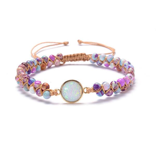 Stone Wrap Bracelets Femme Amethysts Opal String Braided Yoga Friendship Bracelet Bangle Bohemian Jewellery - MRSLM