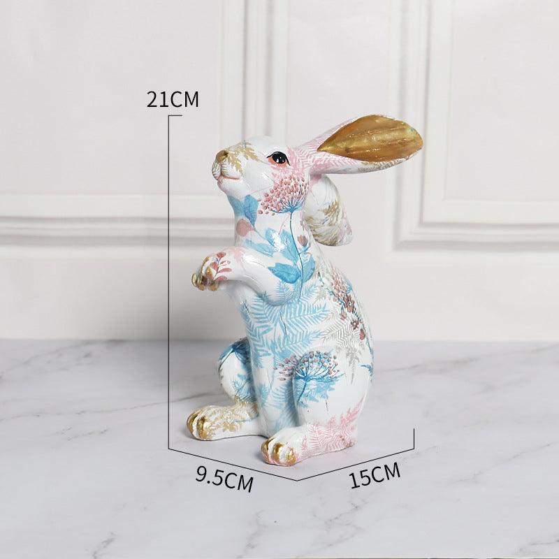 painted jade rabbit resin ornament, view 3 - MRSLM