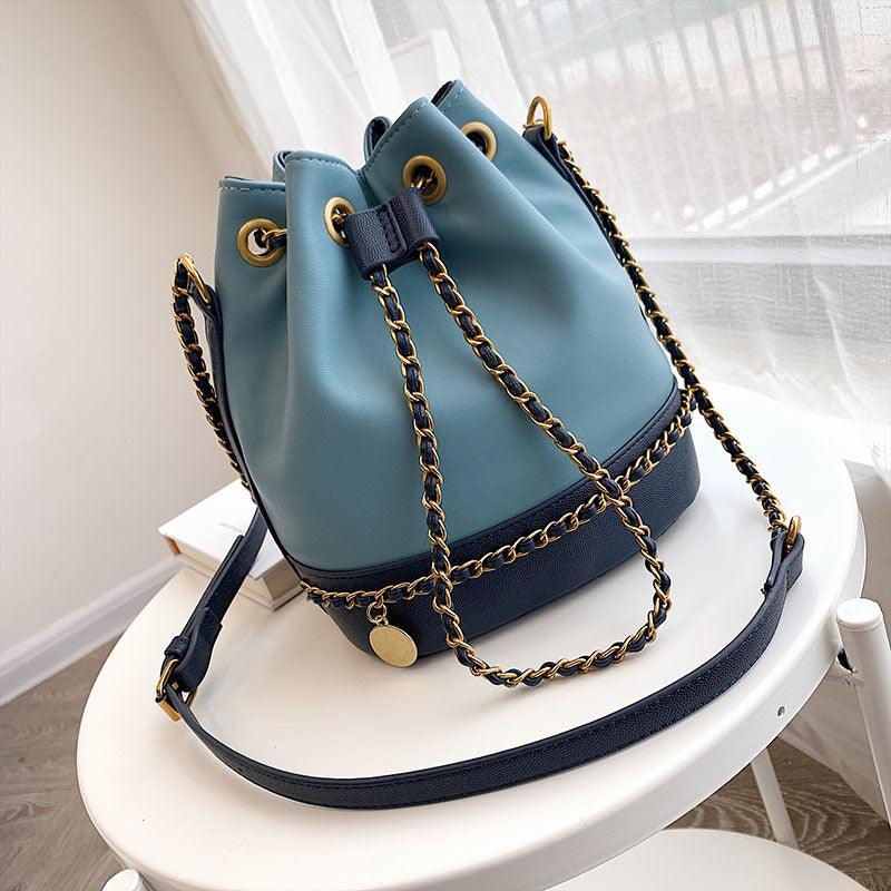 woven chain bucket handbag, view 9 - MRSLM