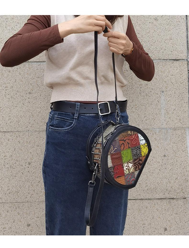 mini retro cowhide shoulder bag, view 5 - MRSLM
