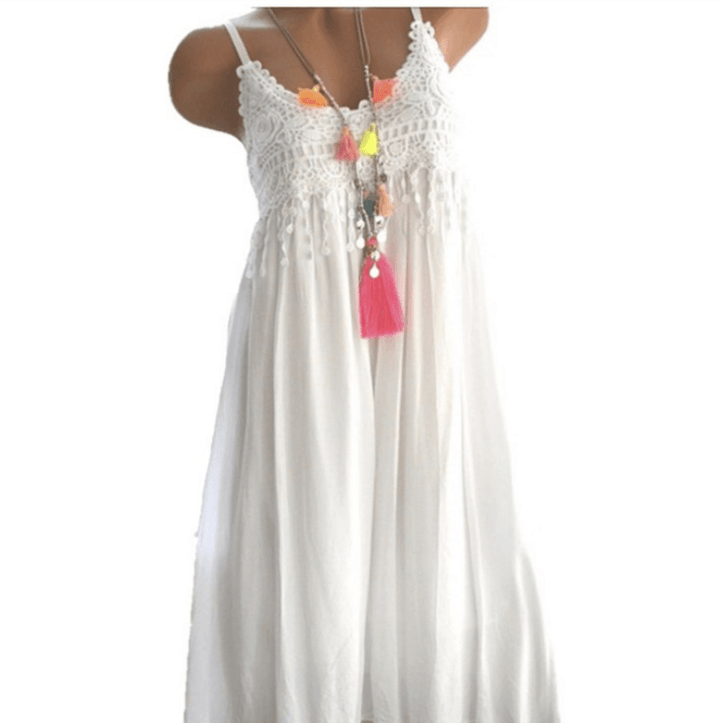 Long dress with lace suspenders - MRSLM