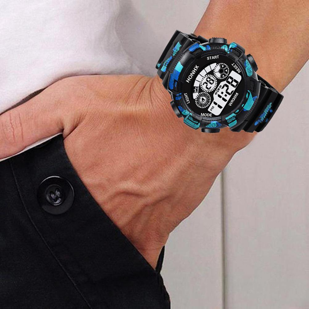 Fashion Camouflage Sports Backlight Alarm Date Week Digital Wrist Watch for Men - MRSLM