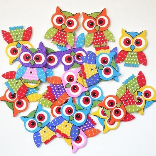 20Pcs 2 Holes Cartoon Owl Pattern Wooden Buttons For Sewing Sewing DIY Scrapbook - MRSLM