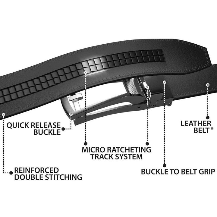Men's Fashion Automatic Buckle Sided Faux Leather Waistband Business Belt - MRSLM