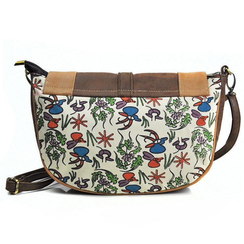 Female Ethnic Style Leather Messenger Dumpling Bag - MRSLM