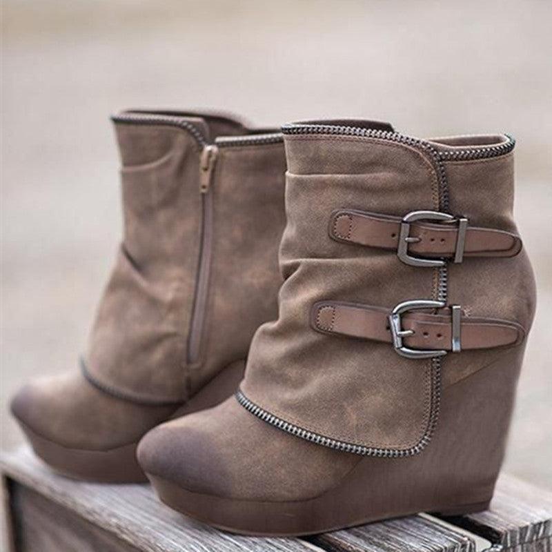 Female Booties With Wedge Heels Platform Boots Women Winter - MRSLM