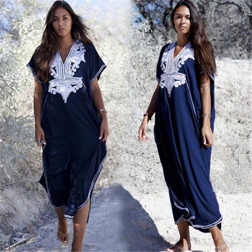 navy blue rayon beach robe, view 2 - MRSLM