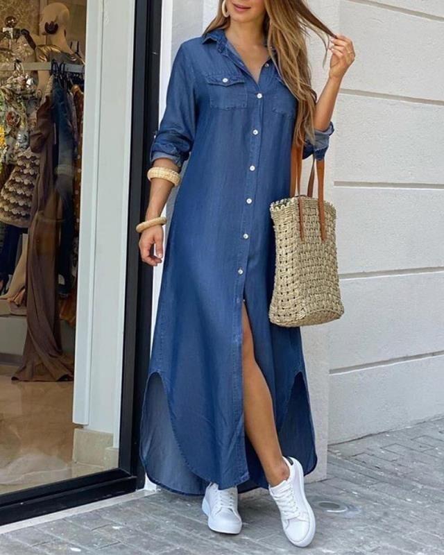 long shirt dress with irregular hem, view 4 - MRSLM