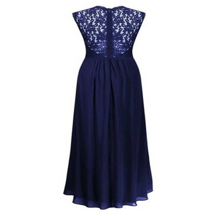 Lace Stitching Sleeveless Solid Color Dress - MRSLM
