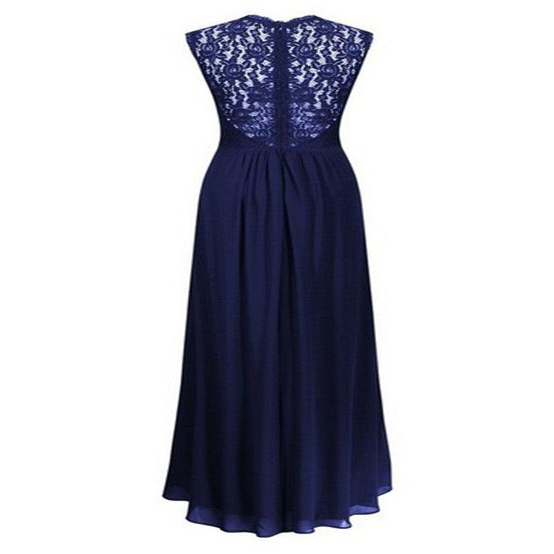 Lace stitching sleeveless chiffon dress, view 2 - MRSLM