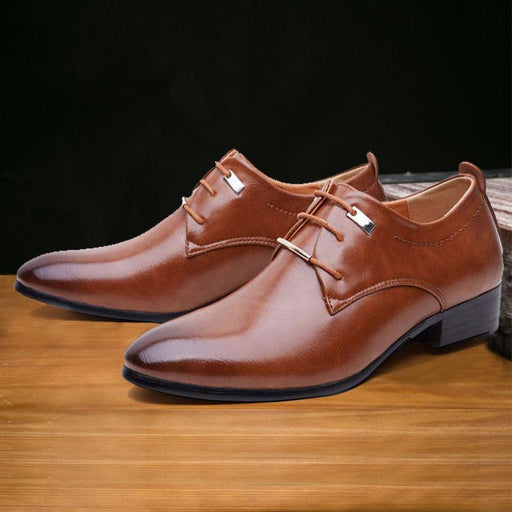 Men's retro pointed toe leather shoes - MRSLM