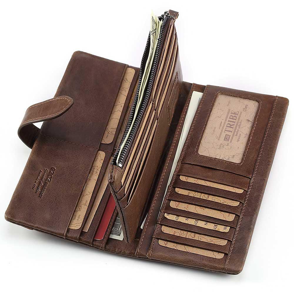 Leather Long Stitching Clutch Multifunctional Casual Wallet - MRSLM