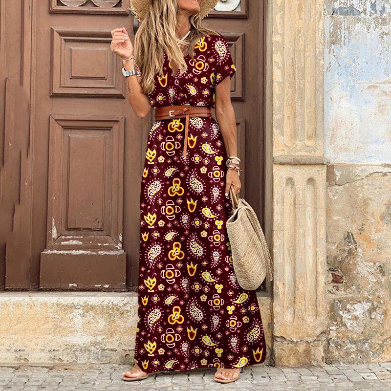 Women's simiya style V-neck floral dress - MRSLM