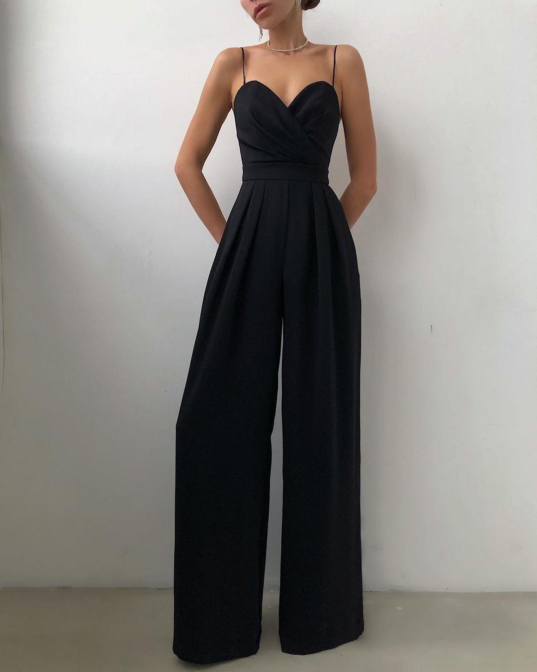 Minimalist Jumpsuit With Waist Straight And Mopping - MRSLM