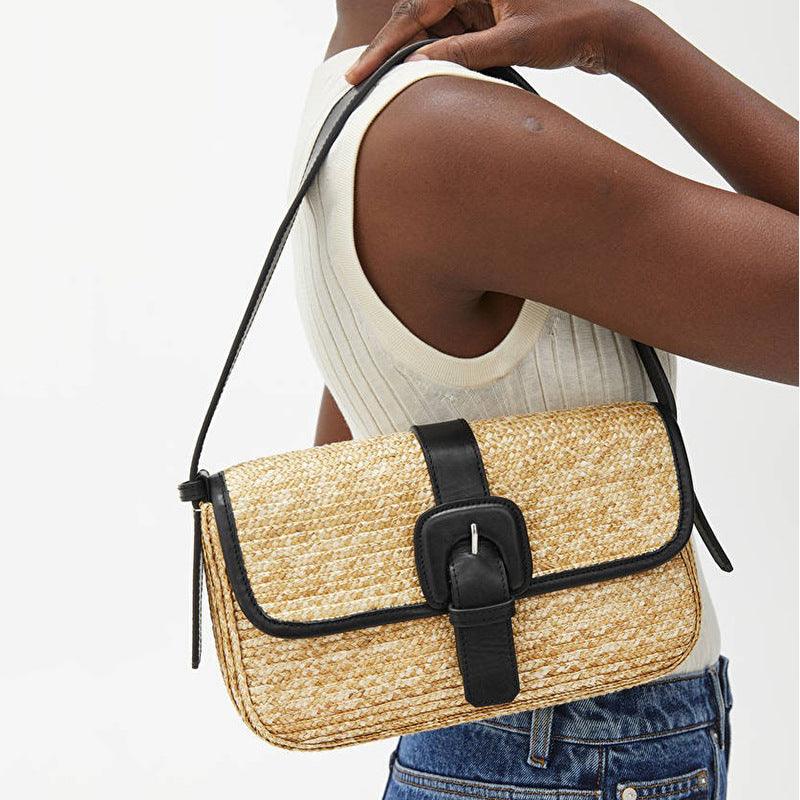 imitation straw flap summer bag, view 2 - MRSLM