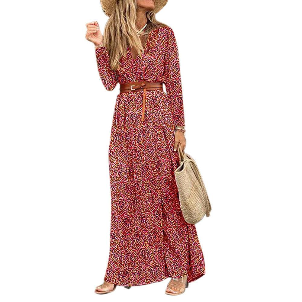 Women's simiya style V-neck floral dress - MRSLM