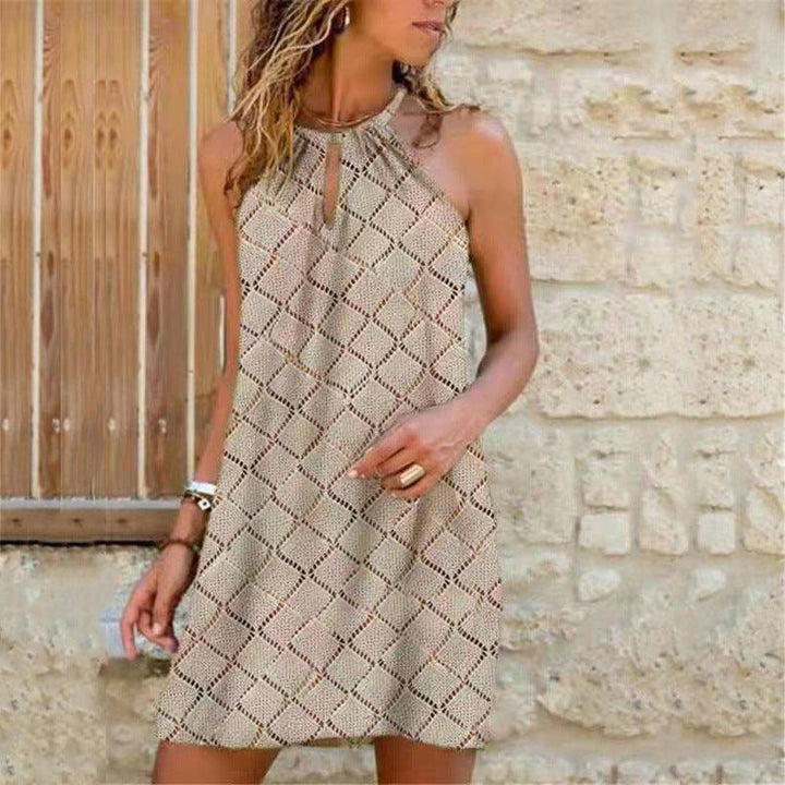 Women's Sexy Sling Hanging Neck Print Dress - MRSLM