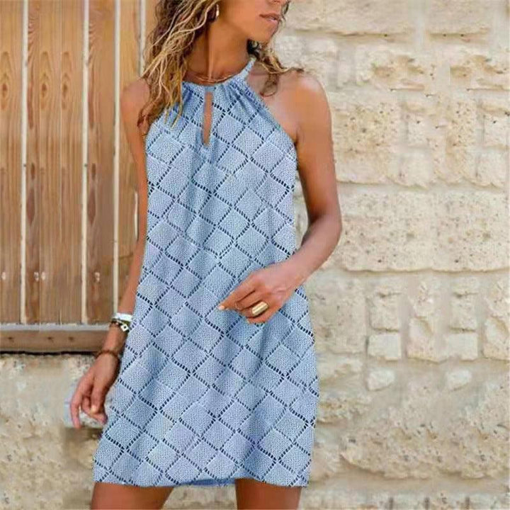 Women's Sexy Sling Hanging Neck Print Dress - MRSLM