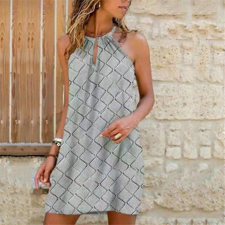 Women's Sexy Sling Hanging Neck Print Dress - MRSLM