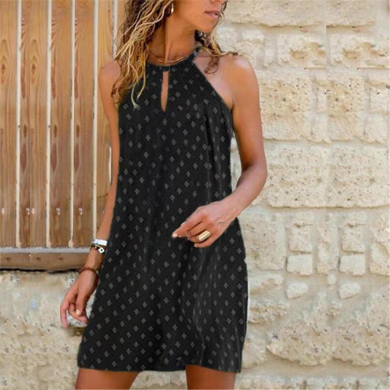 Women's Sexy Sling Hanging Neck Print Dress - MRSLM